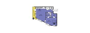 a floor plan of a bedroom floor plan with a bedroom and a living room